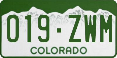 CO license plate 019ZWM