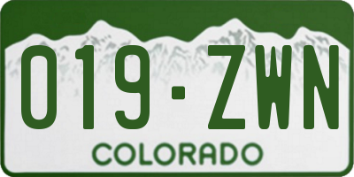 CO license plate 019ZWN