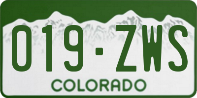 CO license plate 019ZWS