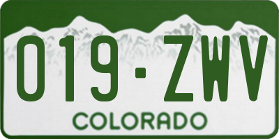 CO license plate 019ZWV