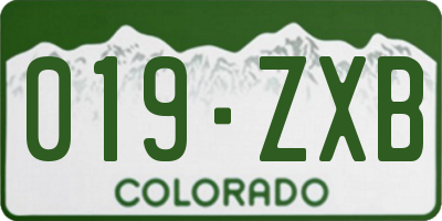 CO license plate 019ZXB