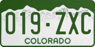 CO license plate 019ZXC