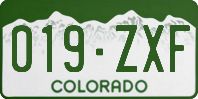 CO license plate 019ZXF