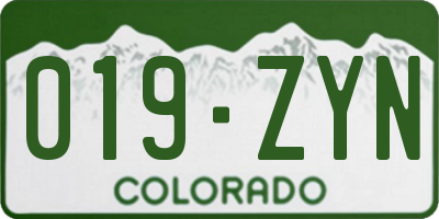 CO license plate 019ZYN