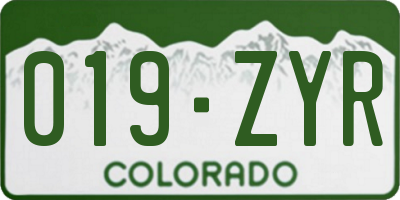 CO license plate 019ZYR