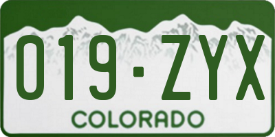 CO license plate 019ZYX