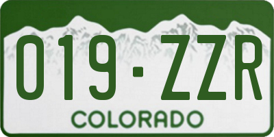 CO license plate 019ZZR