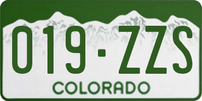 CO license plate 019ZZS