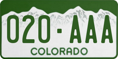 CO license plate 020AAA