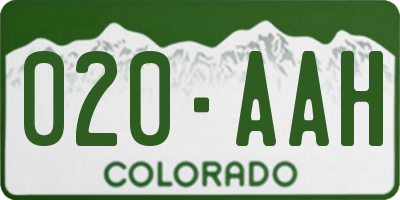 CO license plate 020AAH