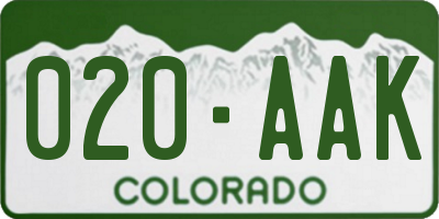 CO license plate 020AAK