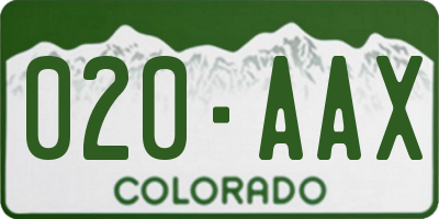 CO license plate 020AAX