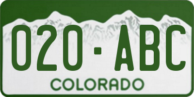 CO license plate 020ABC