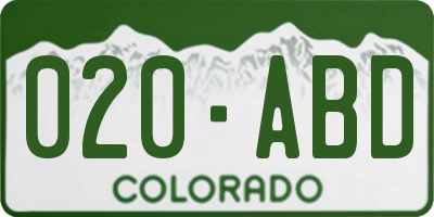 CO license plate 020ABD
