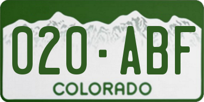 CO license plate 020ABF