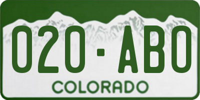 CO license plate 020ABO
