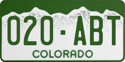 CO license plate 020ABT