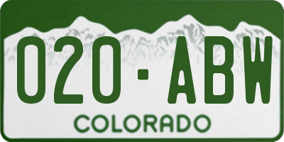 CO license plate 020ABW