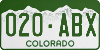 CO license plate 020ABX