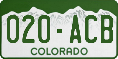 CO license plate 020ACB