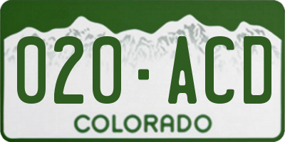 CO license plate 020ACD