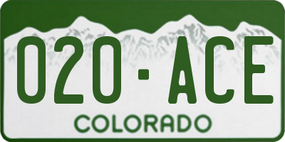 CO license plate 020ACE