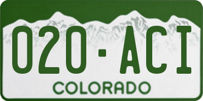 CO license plate 020ACI