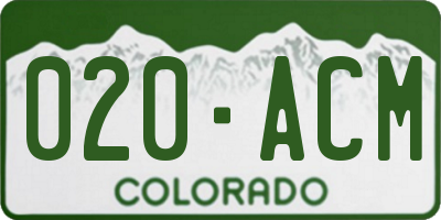 CO license plate 020ACM
