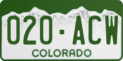 CO license plate 020ACW