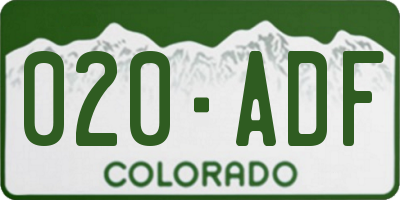 CO license plate 020ADF