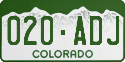 CO license plate 020ADJ