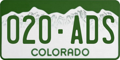 CO license plate 020ADS