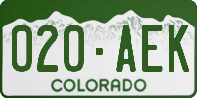 CO license plate 020AEK