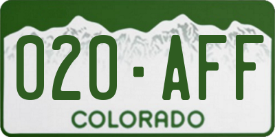 CO license plate 020AFF