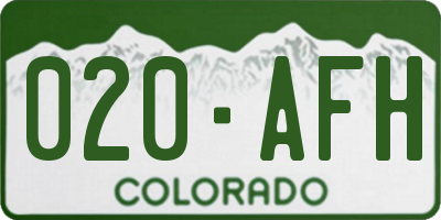 CO license plate 020AFH