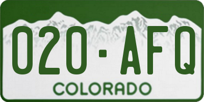 CO license plate 020AFQ