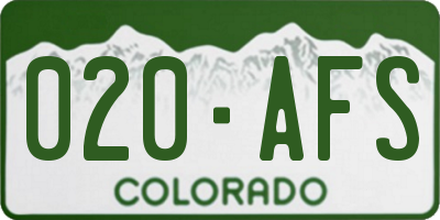 CO license plate 020AFS