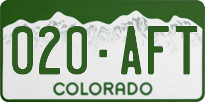 CO license plate 020AFT