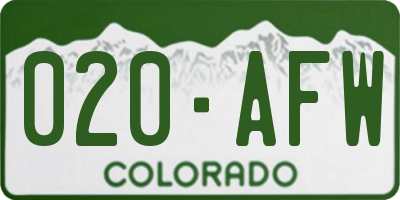 CO license plate 020AFW