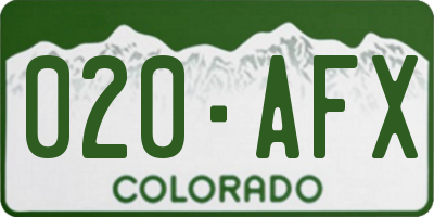 CO license plate 020AFX