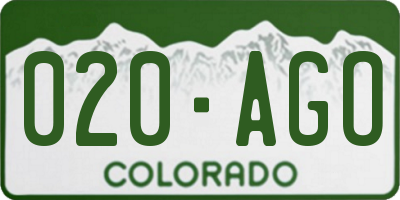 CO license plate 020AGO