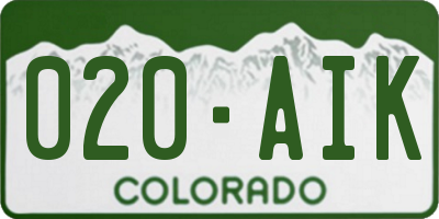 CO license plate 020AIK
