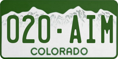 CO license plate 020AIM