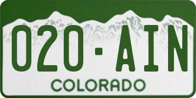 CO license plate 020AIN