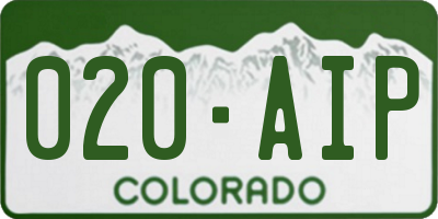 CO license plate 020AIP