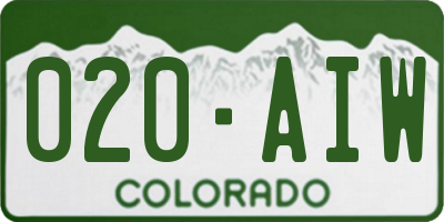 CO license plate 020AIW
