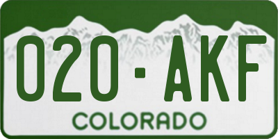 CO license plate 020AKF