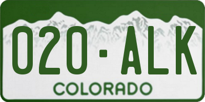 CO license plate 020ALK