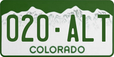 CO license plate 020ALT