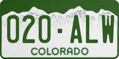 CO license plate 020ALW